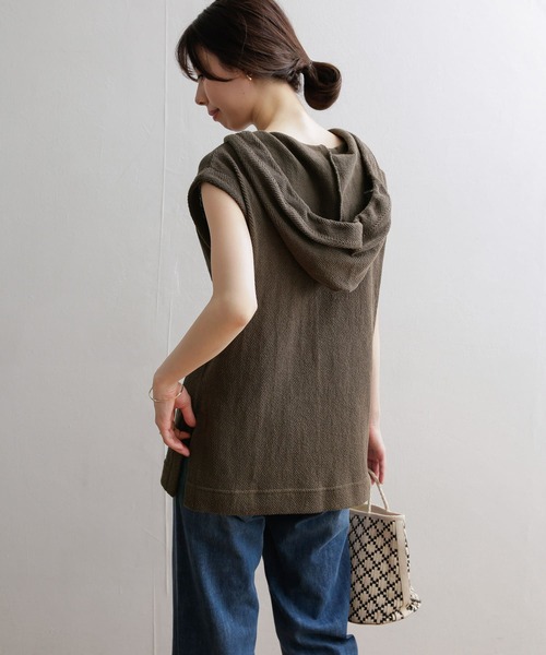 URBAN RESEARCH DOORS（アーバンリサーチドアーズ）の「『セットアップ対応』ヘリンボーン柄カットパーカー（パーカー・レディース・ブラウン/ナチュラル・MEDIUM）」の18枚目の写真