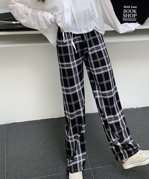 Dream garden(ドリームガーデン)の「レディース チェック柄ウエストゴムワイドパンツ(その他パンツ・レディース・ブラック/ブラウン/ブルー/グリーン/ベージュ・FREE)」の10枚目の写真