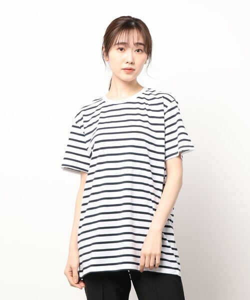 B.I.D.（ビーアイディー）の「《ナローボーダー Tシャツ》【W】【it】【FE】（Tシャツ/カットソー・レディース・ホワイト×ブラック/ホワイト×ネイビー・X-LARGE/LARGE）」の5枚目の写真