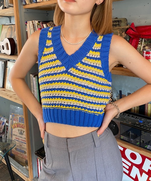 SHAGGIE（シャギー）の「鍵編みニットタンクトップス（タンクトップ