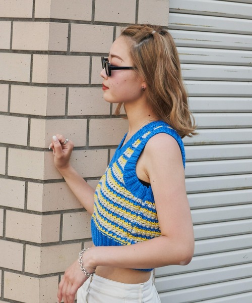 SHAGGIE（シャギー）の「鍵編みニットタンクトップス（タンクトップ