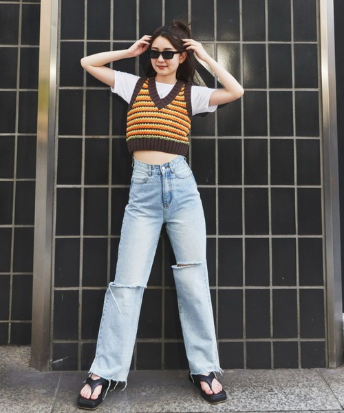 SHAGGIE（シャギー）の「鍵編みニットタンクトップス（タンクトップ