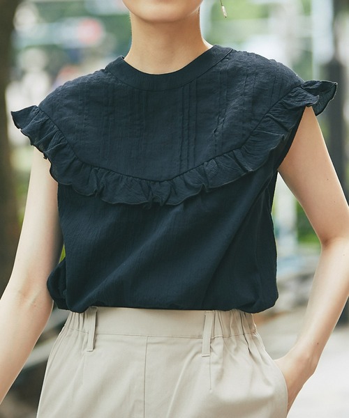 un dix cors（アンディコール）の「大人可愛い　前後2WAYピンタックフリルブラウス（シャツ/ブラウス・レディース・ブラック/レッド/オフホワイト/ブルー・FREE）」の2枚目の写真