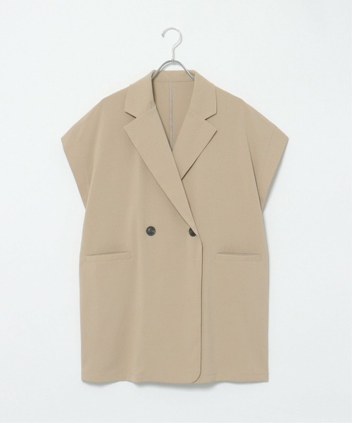 notch.(ノッチ)の「クレープノースリーブジャケット(ベスト・レディース・ブラック/オフホワイト/ライトベージュ・M)」の3枚目の写真