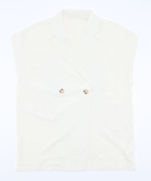 notch.(ノッチ)の「クレープノースリーブジャケット(ベスト・レディース・ブラック/オフホワイト/ライトベージュ・M)」の8枚目の写真