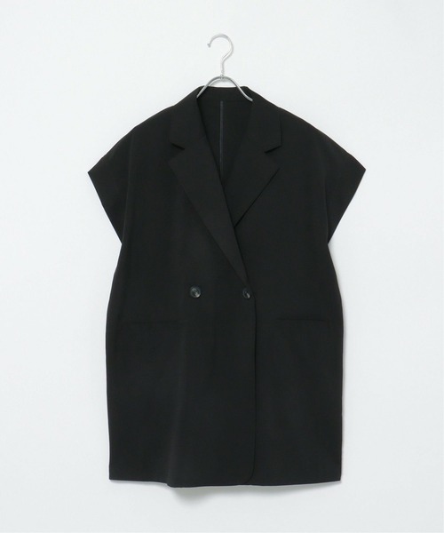 notch.(ノッチ)の「クレープノースリーブジャケット(ベスト・レディース・ブラック/オフホワイト/ライトベージュ・M)」の20枚目の写真