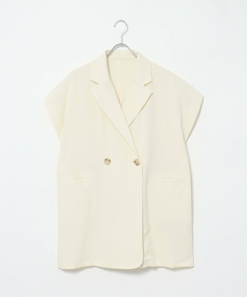 notch.(ノッチ)の「クレープノースリーブジャケット(ベスト・レディース・ブラック/オフホワイト/ライトベージュ・M)」の12枚目の写真