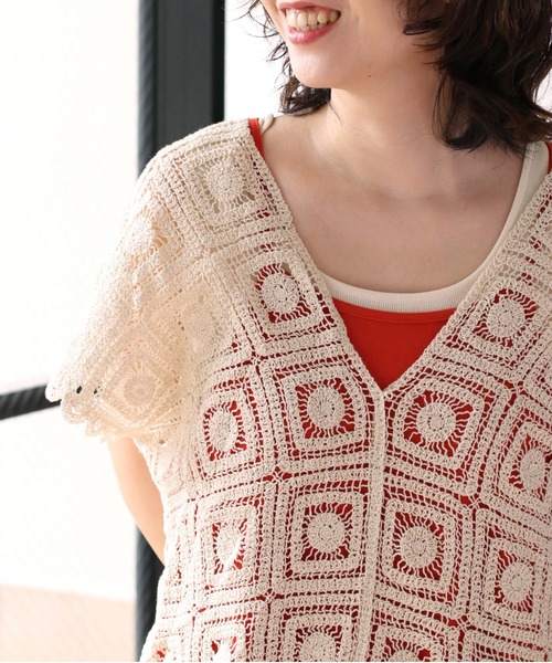 cepo（セポ）の「【セットアイテム】クロシェニット＋ポンチキャミワンピース（ワンピース・レディース・ブラック/グレー/オレンジ・M）」の4枚目の写真