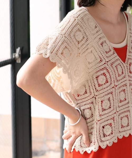 cepo（セポ）の「【セットアイテム】クロシェニット＋ポンチキャミワンピース（ワンピース・レディース・ブラック/グレー/オレンジ・M）」の8枚目の写真