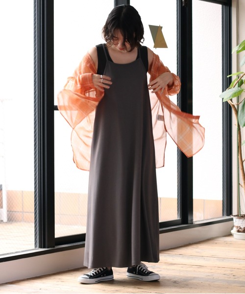 cepo（セポ）の「【セットアイテム】クロシェニット＋ポンチキャミワンピース（ワンピース・レディース・ブラック/グレー/オレンジ・M）」の5枚目の写真