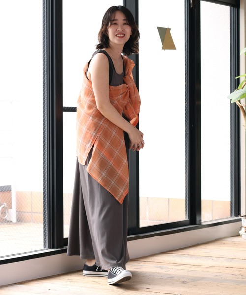 cepo（セポ）の「【セットアイテム】クロシェニット＋ポンチキャミワンピース（ワンピース・レディース・ブラック/グレー/オレンジ・M）」の14枚目の写真