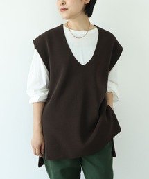 Vネックニットベスト+ロンTee *◆