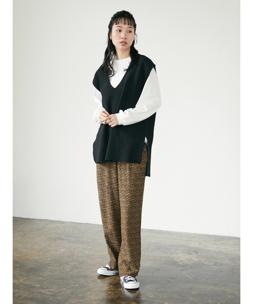 CRAFT STANDARD BOUTIQUE（クラフトスタンダードブティック）の「Vネックニットベスト+ロンTee　＊◆（ベスト・レディース・ブラック/パープル/ブラウン/グレイッシュベージュ・M/L）」の8枚目の写真
