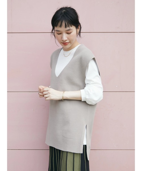 CRAFT STANDARD BOUTIQUE（クラフトスタンダードブティック）の「Vネックニットベスト+ロンTee　＊◆（ベスト・レディース・ブラック/パープル/ブラウン/グレイッシュベージュ・M/L）」の12枚目の写真