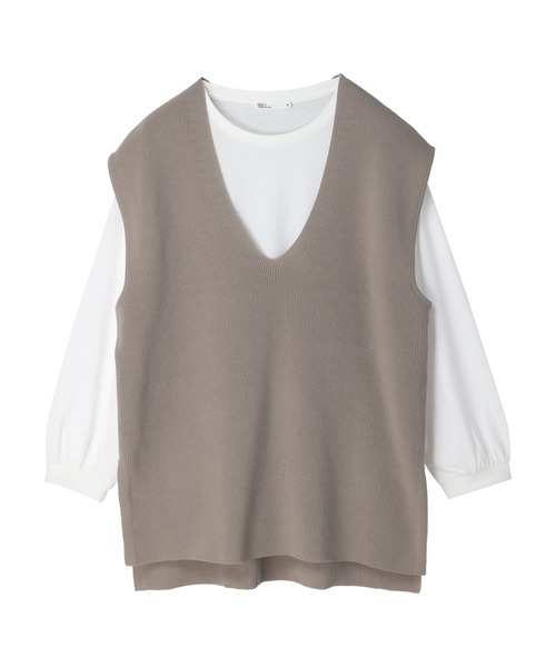 CRAFT STANDARD BOUTIQUE（クラフトスタンダードブティック）の「Vネックニットベスト+ロンTee　＊◆（ベスト・レディース・ブラック/パープル/ブラウン/グレイッシュベージュ・M/L）」の18枚目の写真