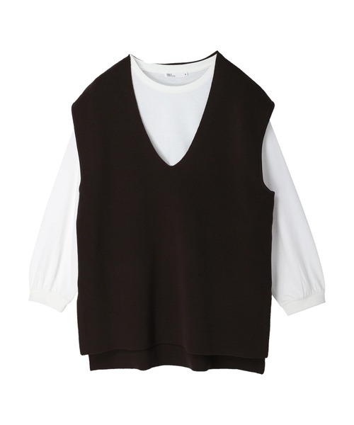 CRAFT STANDARD BOUTIQUE（クラフトスタンダードブティック）の「Vネックニットベスト+ロンTee　＊◆（ベスト・レディース・ブラック/パープル/ブラウン/グレイッシュベージュ・M/L）」の19枚目の写真