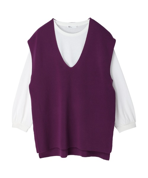 CRAFT STANDARD BOUTIQUE（クラフトスタンダードブティック）の「Vネックニットベスト+ロンTee　＊◆（ベスト・レディース・ブラック/パープル/ブラウン/グレイッシュベージュ・M/L）」の20枚目の写真