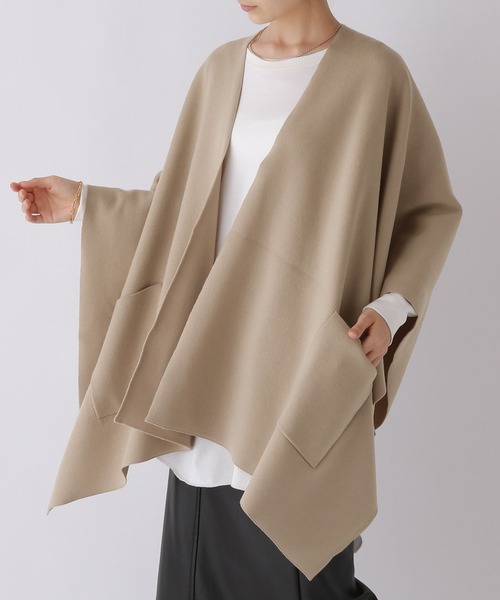 BABYLONE（バビロン）の「BABYLONE / ニットケープ（ストール/ショール・レディース・ブラック/ライトベージュ・フリー）」の2枚目の写真