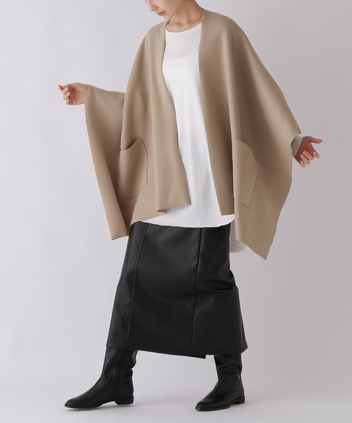 BABYLONE（バビロン）の「BABYLONE / ニットケープ（ストール/ショール・レディース・ブラック/ライトベージュ・フリー）」の3枚目の写真