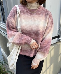 【低身長サイズあり】グラデーションニットプルオーバー