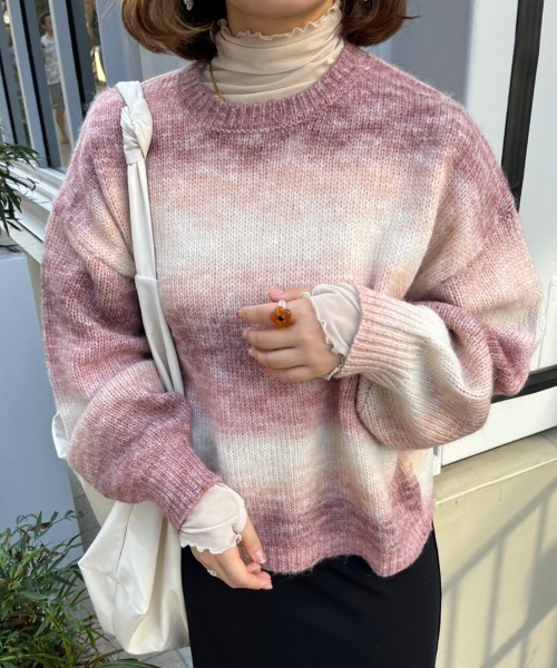 セール】【低身長サイズあり】グラデーションニットプルオーバー