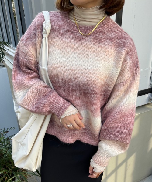 セール】【低身長サイズあり】グラデーションニットプルオーバー