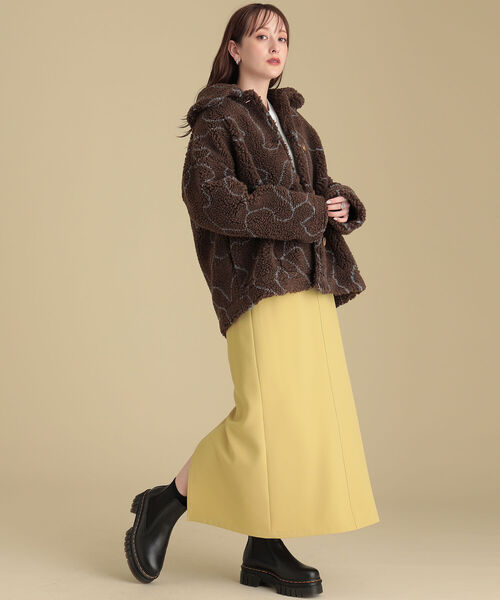 Ray BEAMS（レイビームス）の「Ray BEAMS / ライン プリント ボア ブルゾン（ブルゾン・レディース・オフホワイト/ブラウン・ONE SIZE）」の14枚目の写真