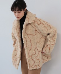 Ray BEAMS | Ray BEAMS / ライン プリント ボア ブルゾン(ブルゾン)