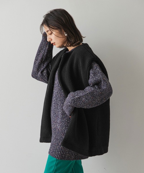 rectangle（レクタングル）の「ボアベスト（ベスト・レディース・ブラック/アイボリー・FREE）」の9枚目の写真