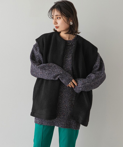 rectangle（レクタングル）の「ボアベスト（ベスト・レディース・ブラック/アイボリー・FREE）」の10枚目の写真