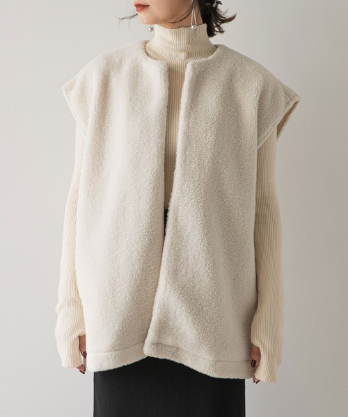 rectangle（レクタングル）の「ボアベスト（ベスト・レディース・ブラック/アイボリー・FREE）」の11枚目の写真