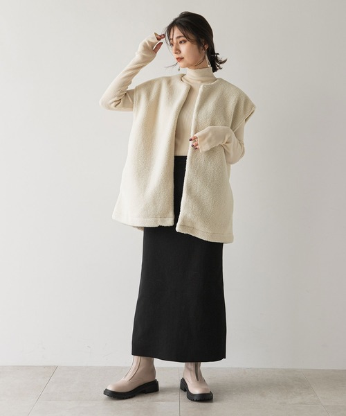 rectangle（レクタングル）の「ボアベスト（ベスト・レディース・ブラック/アイボリー・FREE）」の3枚目の写真