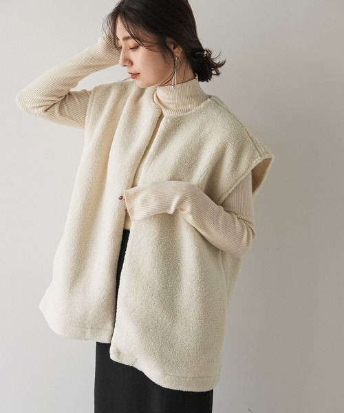 rectangle（レクタングル）の「ボアベスト（ベスト・レディース・ブラック/アイボリー・FREE）」の5枚目の写真