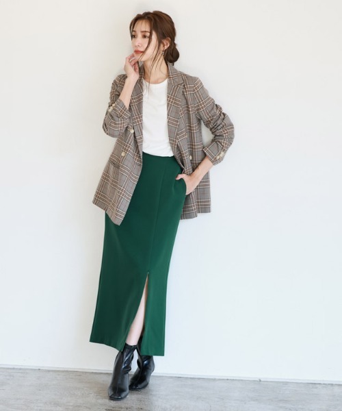 Pierrot(ピエロ)の「2wayスリットスカート ロング丈(スカート・レディース・ブラック/アイボリー/グリーン系その他・M/L)」の4枚目の写真