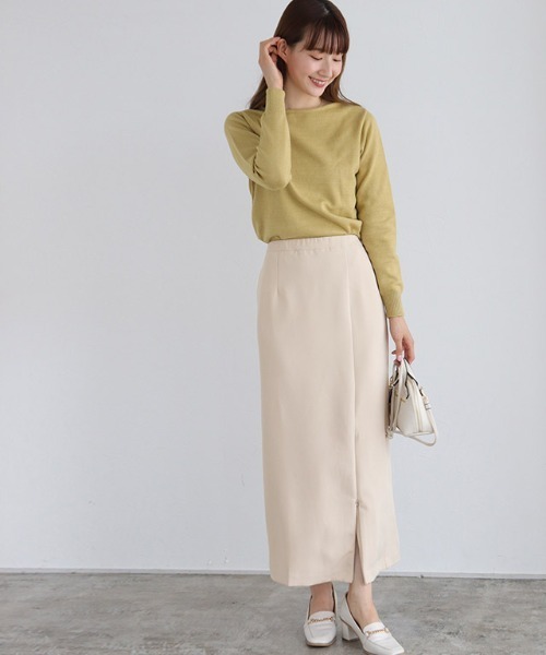 PASSIONE パッシオーネ アイボリー スリット入りロングスカート fw00045.jpg