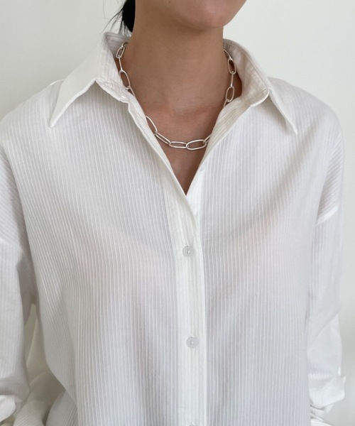 Didot.showroom(ディドット ショールーム)の「《 UNISEX 》ストライプオーバーシャツ(シャツ/ブラウス・レディース・ベージュ/スカイブルー/ホワイト/グレー・FREE)」の6枚目の写真