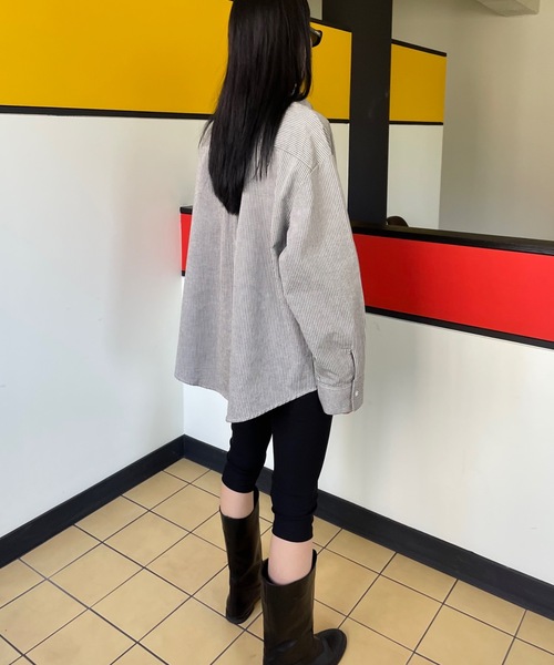 Didot.showroom(ディドット ショールーム)の「《 UNISEX 》ストライプオーバーシャツ(シャツ/ブラウス・レディース・ベージュ/スカイブルー/ホワイト/グレー・FREE)」の16枚目の写真