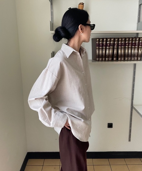 Didot.showroom(ディドット ショールーム)の「《 UNISEX 》ストライプオーバーシャツ(シャツ/ブラウス・レディース・ベージュ/スカイブルー/ホワイト/グレー・FREE)」の21枚目の写真