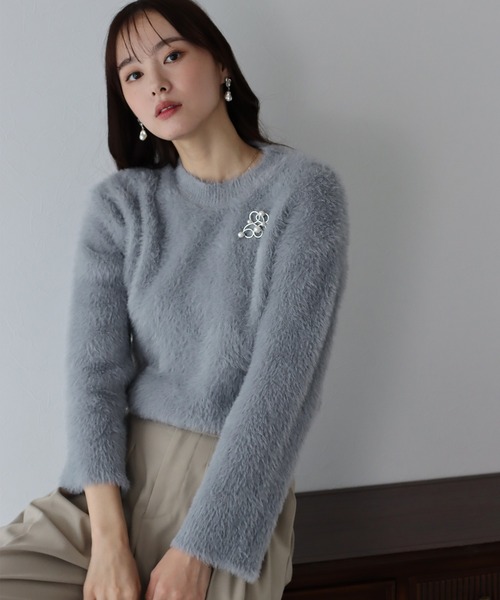 BLUEEAST(ブルーイースト)の「シャギーニット(ニット/セーター・レディース・ブラック/グレー/オフホワイト/カーキ/グリーン・MEDIUM)」の3枚目の写真