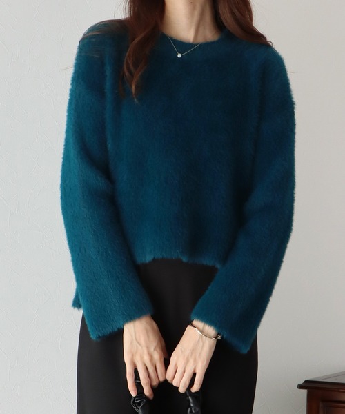 BLUEEAST(ブルーイースト)の「シャギーニット(ニット/セーター・レディース・ブラック/グレー/オフホワイト/カーキ/グリーン・MEDIUM)」の5枚目の写真