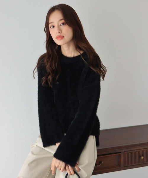 BLUEEAST(ブルーイースト)の「シャギーニット(ニット/セーター・レディース・ブラック/グレー/オフホワイト/カーキ/グリーン・MEDIUM)」の2枚目の写真