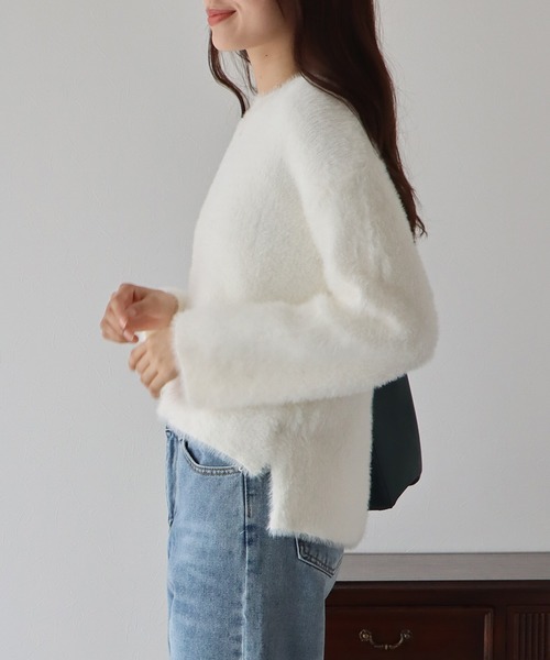 BLUEEAST(ブルーイースト)の「シャギーニット(ニット/セーター・レディース・ブラック/グレー/オフホワイト/カーキ/グリーン・MEDIUM)」の7枚目の写真