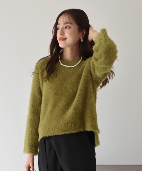 BLUEEAST(ブルーイースト)の「シャギーニット(ニット/セーター・レディース・ブラック/グレー/オフホワイト/カーキ/グリーン・MEDIUM)」の10枚目の写真