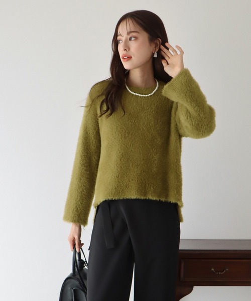 BLUEEAST(ブルーイースト)の「シャギーニット(ニット/セーター・レディース・ブラック/グレー/オフホワイト/カーキ/グリーン・MEDIUM)」の12枚目の写真