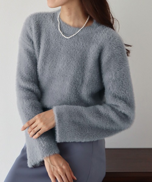 BLUEEAST(ブルーイースト)の「シャギーニット(ニット/セーター・レディース・ブラック/グレー/オフホワイト/カーキ/グリーン・MEDIUM)」の8枚目の写真