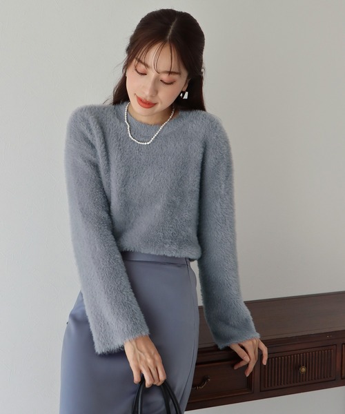 BLUEEAST(ブルーイースト)の「シャギーニット(ニット/セーター・レディース・ブラック/グレー/オフホワイト/カーキ/グリーン・MEDIUM)」の9枚目の写真