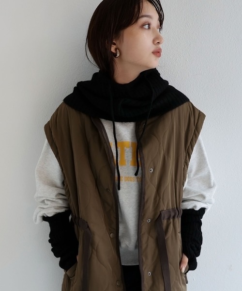 andme（アンドミー）の「5Gリブニットバラクラバ（ニットキャップ/ビーニー・レディース・ブラック/オフホワイト/グレイッシュベージュ/オレンジ/グレー・F(M)）」の15枚目の写真