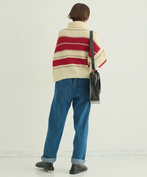 MERLOT（メルロー）の「マルチボーダータートルニット（ニット/セーター・レディース・オレンジ/ブラウン/ナチュラル・FREE）」の21枚目の写真