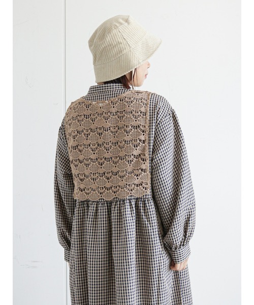 ehka sopo（エヘカソポ）の「レースベスト付チェック柄ワンピース（ワンピース・レディース・ブラウン/ベージュ/チャコール・ﾌﾘ-）」の10枚目の写真