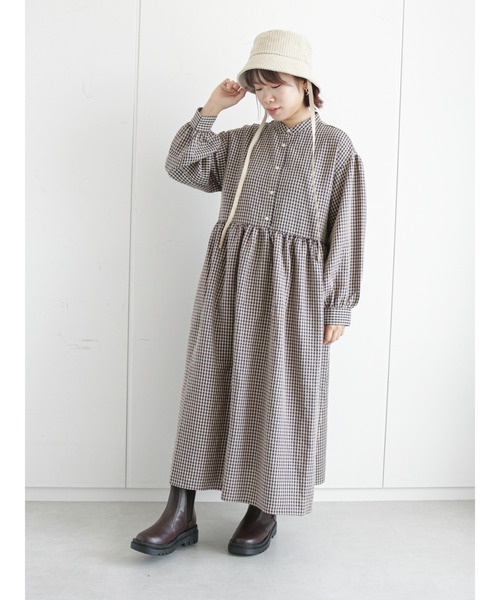 ehka sopo（エヘカソポ）の「レースベスト付チェック柄ワンピース（ワンピース・レディース・ブラウン/ベージュ/チャコール・ﾌﾘ-）」の11枚目の写真